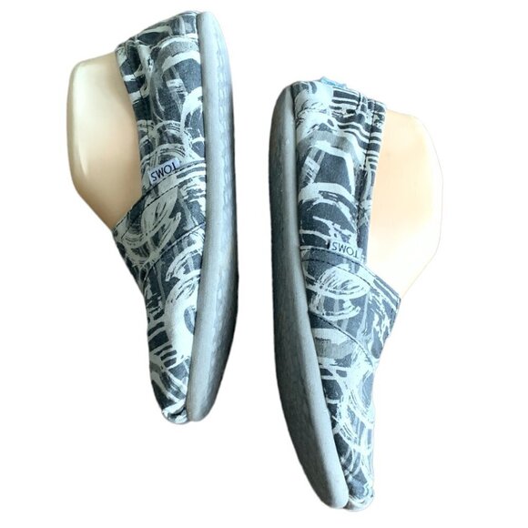 TOMS Classic Canvas Slip On Flats Loafer W7.5 Khaki & Beige Patterned 111C - Picture 5 of 10